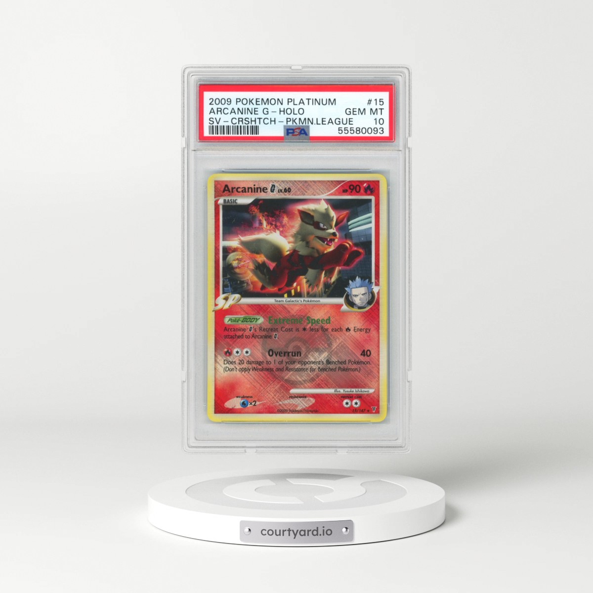 2009 Pokémon Platinum Supreme Victors #15 Arcanine G - Holo Crosshatch-2009 Pokemon League (PSA 10 GEM MINT)