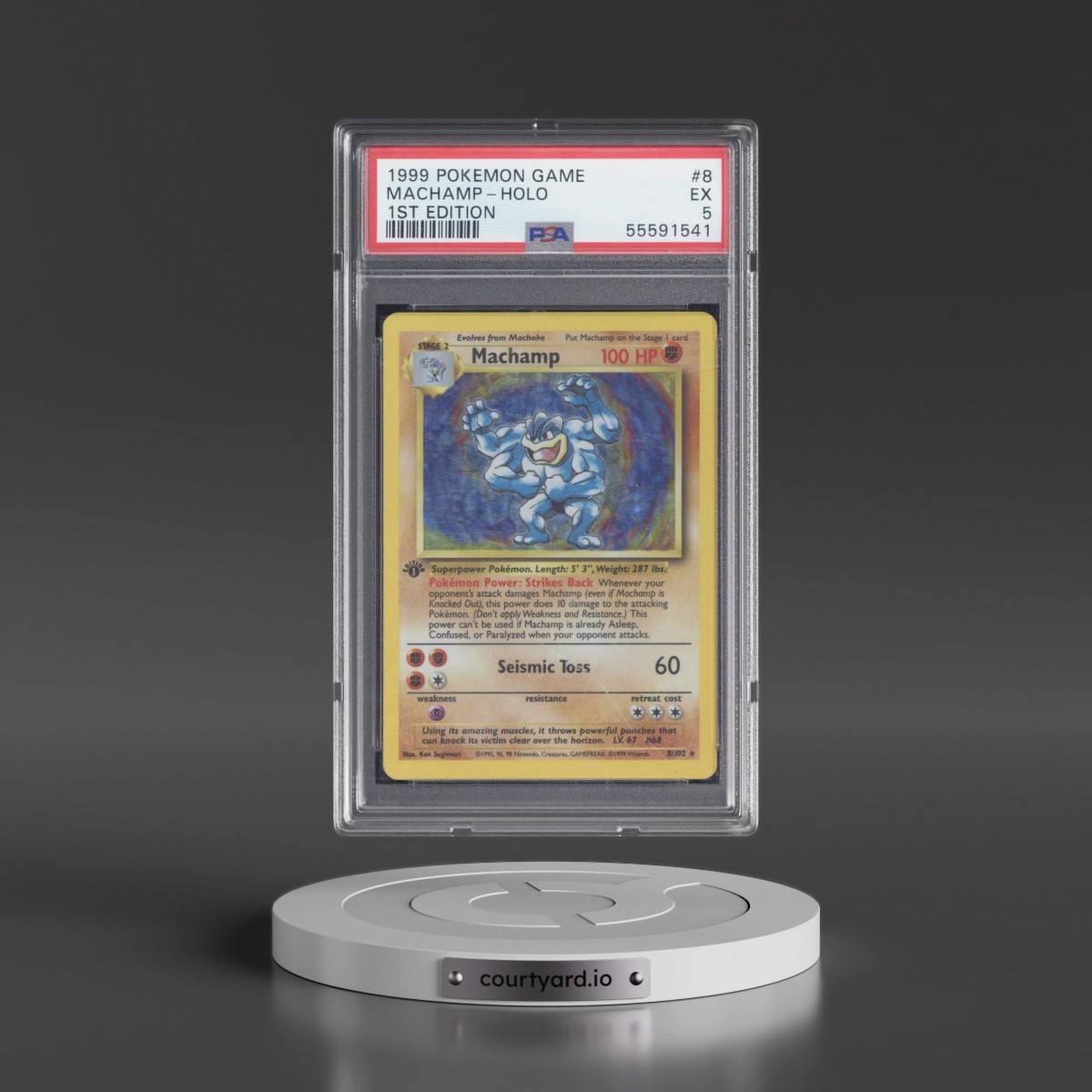1999 Pokémon Game #8 Machamp - 1st Edition Holo (PSA 5 EX)
