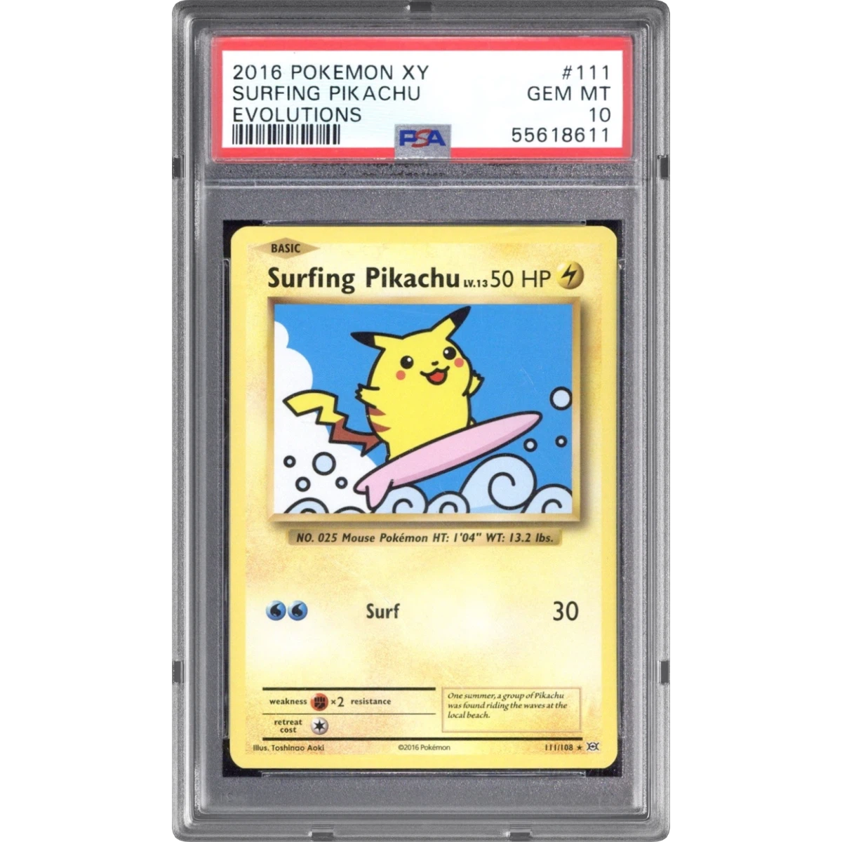 2016 Pokémon XY Evolutions #111 Surfing Pikachu (PSA 10 GEM MINT)