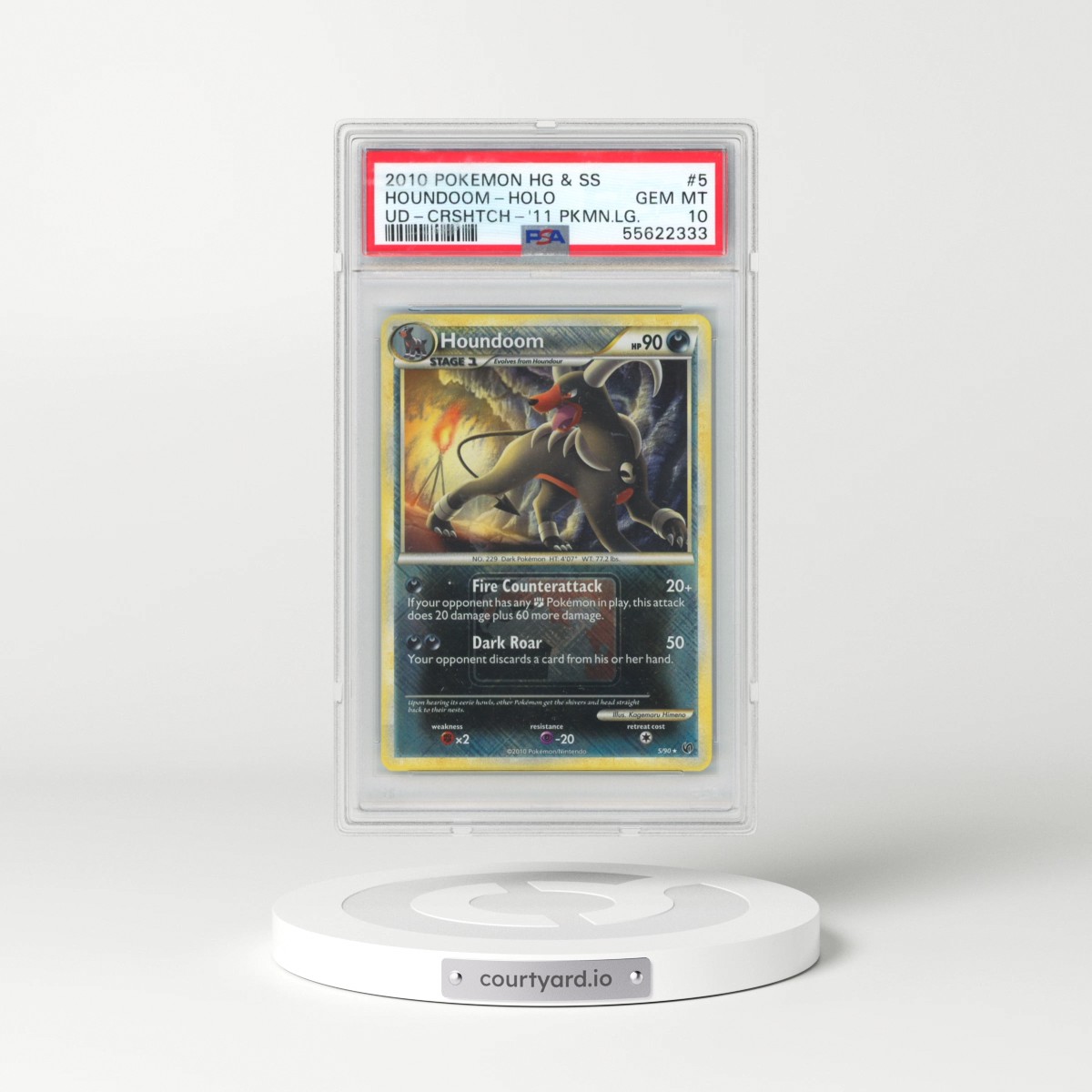 2010 Pokémon Heartgold & Soulsilver Undaunted #5 Houndoom - Holo Crosshatch-2011 Pokemon League (PSA 10 GEM MINT)