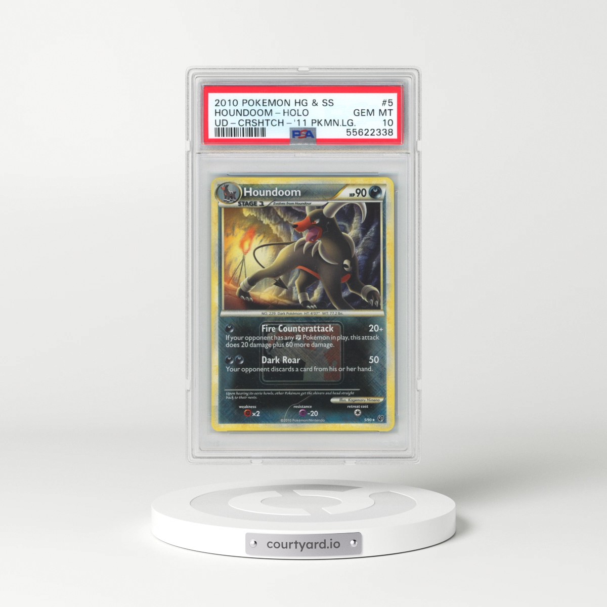 2010 Pokémon Heartgold & Soulsilver Undaunted #5 Houndoom - Holo Crosshatch-2011 Pokemon League (PSA 10 GEM MINT)