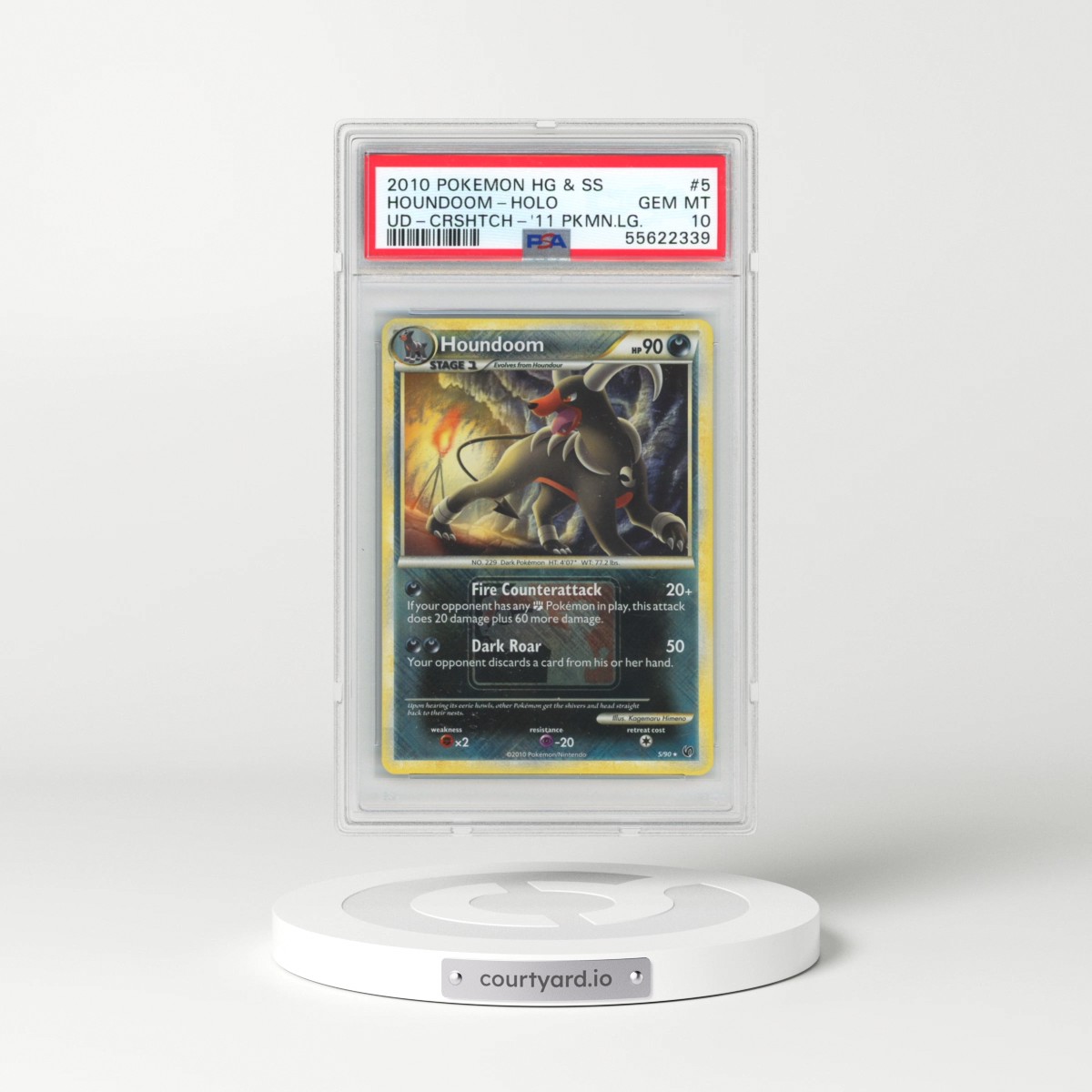 2010 Pokémon Heartgold & Soulsilver Undaunted #5 Houndoom - Holo Crosshatch-2011 Pokemon League (PSA 10 GEM MINT)
