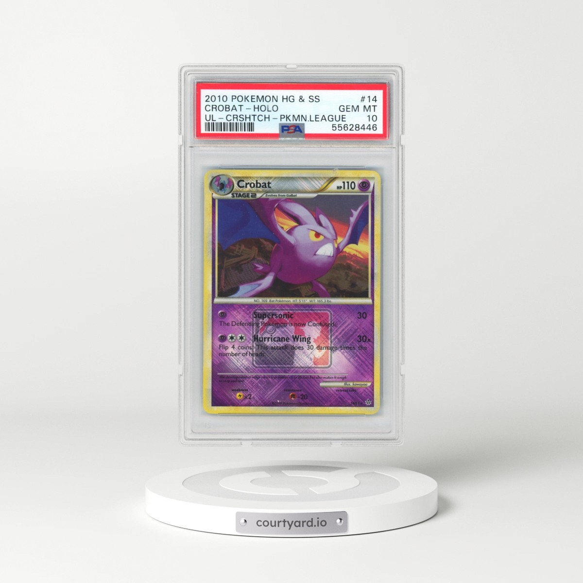 2010 Pokémon Heartgold & Soulsilver Unleashed #14 Crobat - Holo Crosshatch-2010 Pokemon League (PSA 10 GEM MINT)