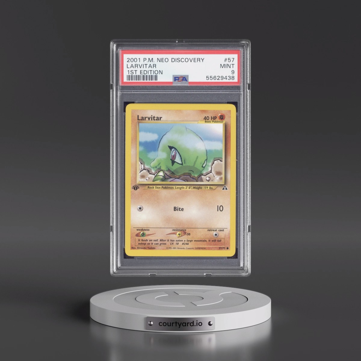2001 Pokémon Neo Discovery #57 Larvitar - 1st Edition (PSA 9 MINT)