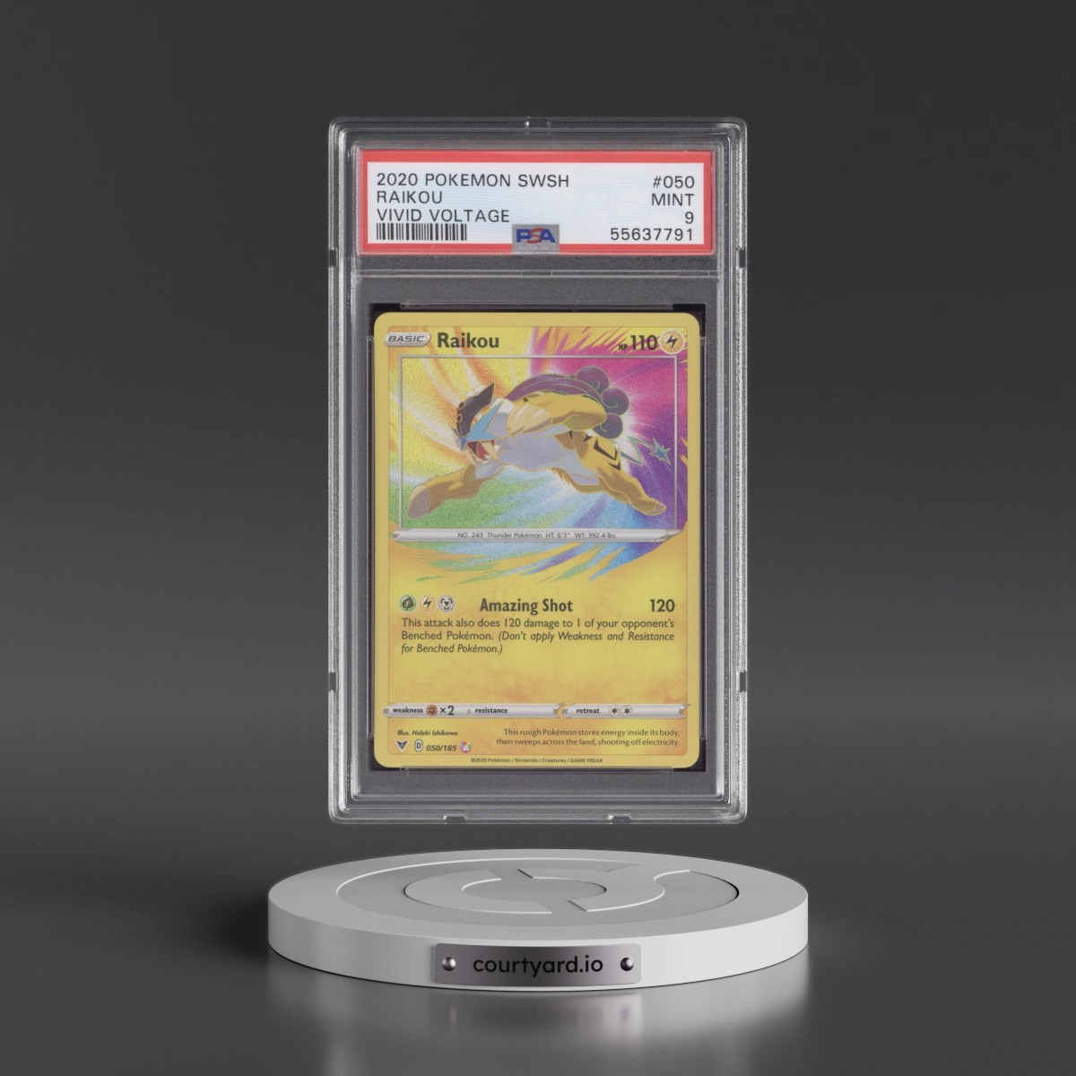 2020 Pokémon Sword & Shield Vivid Voltage #050 Raikou (PSA 9 MINT)