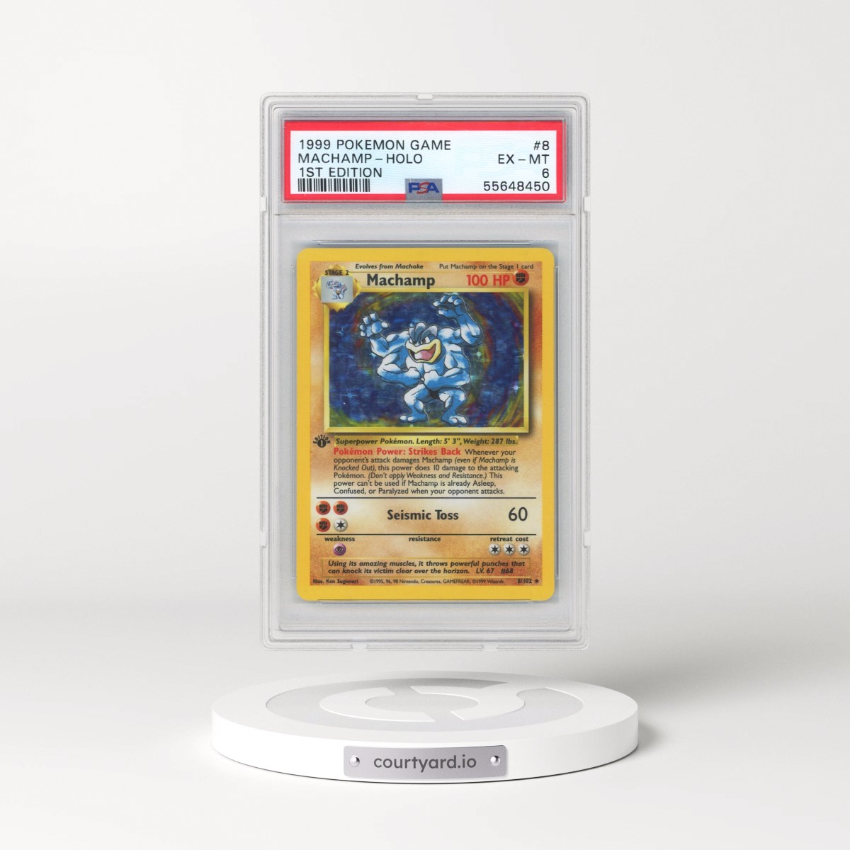 1999 Pokémon Game #8 Machamp - 1st Edition Holo (PSA 6 EX-MT)