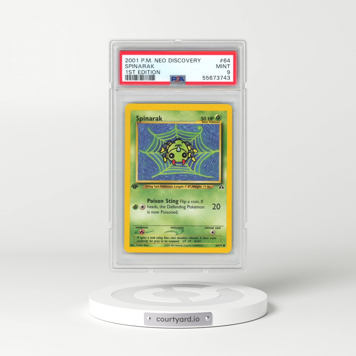 2001 Pokémon Neo Discovery #64 Spinarak - 1st Edition (PSA 9 MINT)