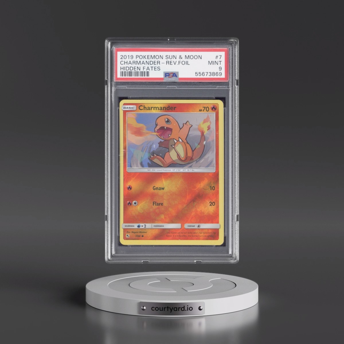 2019 Pokémon Sun & Moon Hidden Fates #7 Charmander - Reverse Foil (PSA 9 MINT)
