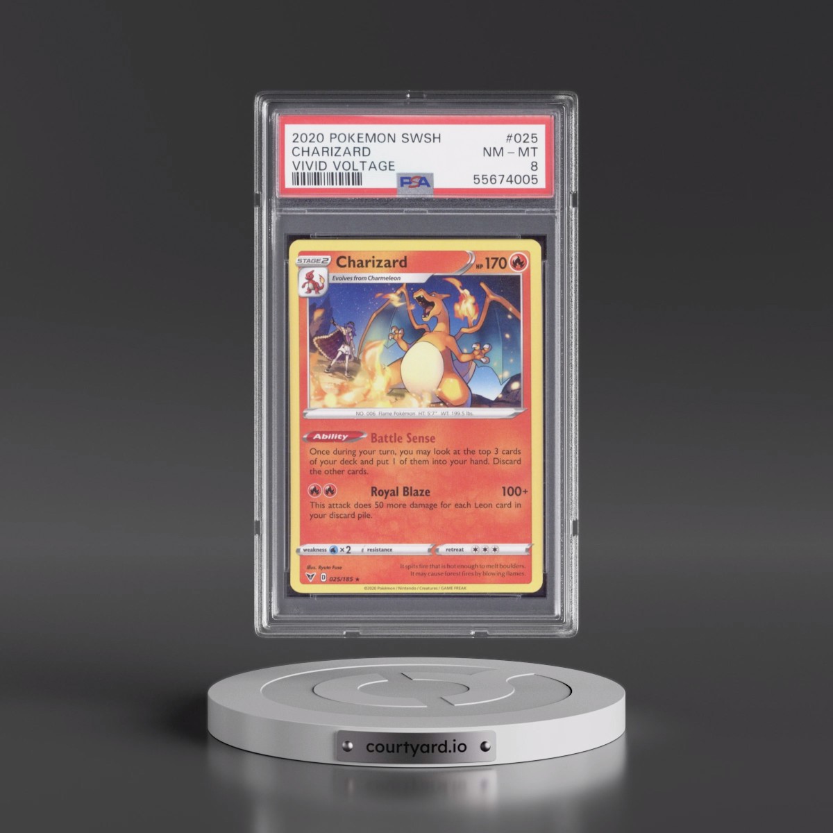 2020 Pokémon Sword & Shield Vivid Voltage #025 Charizard (PSA 8 NM-MT)