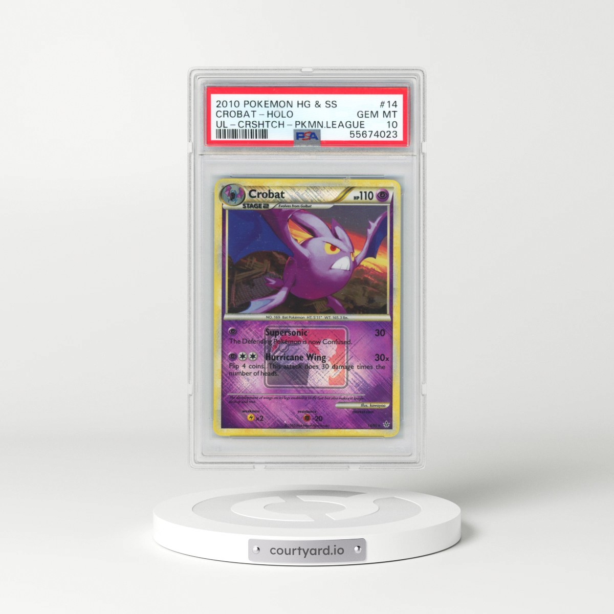 2010 Pokémon Heartgold & Soulsilver Unleashed #14 Crobat - Holo Crosshatch-2010 Pokemon League (PSA 10 GEM MINT)