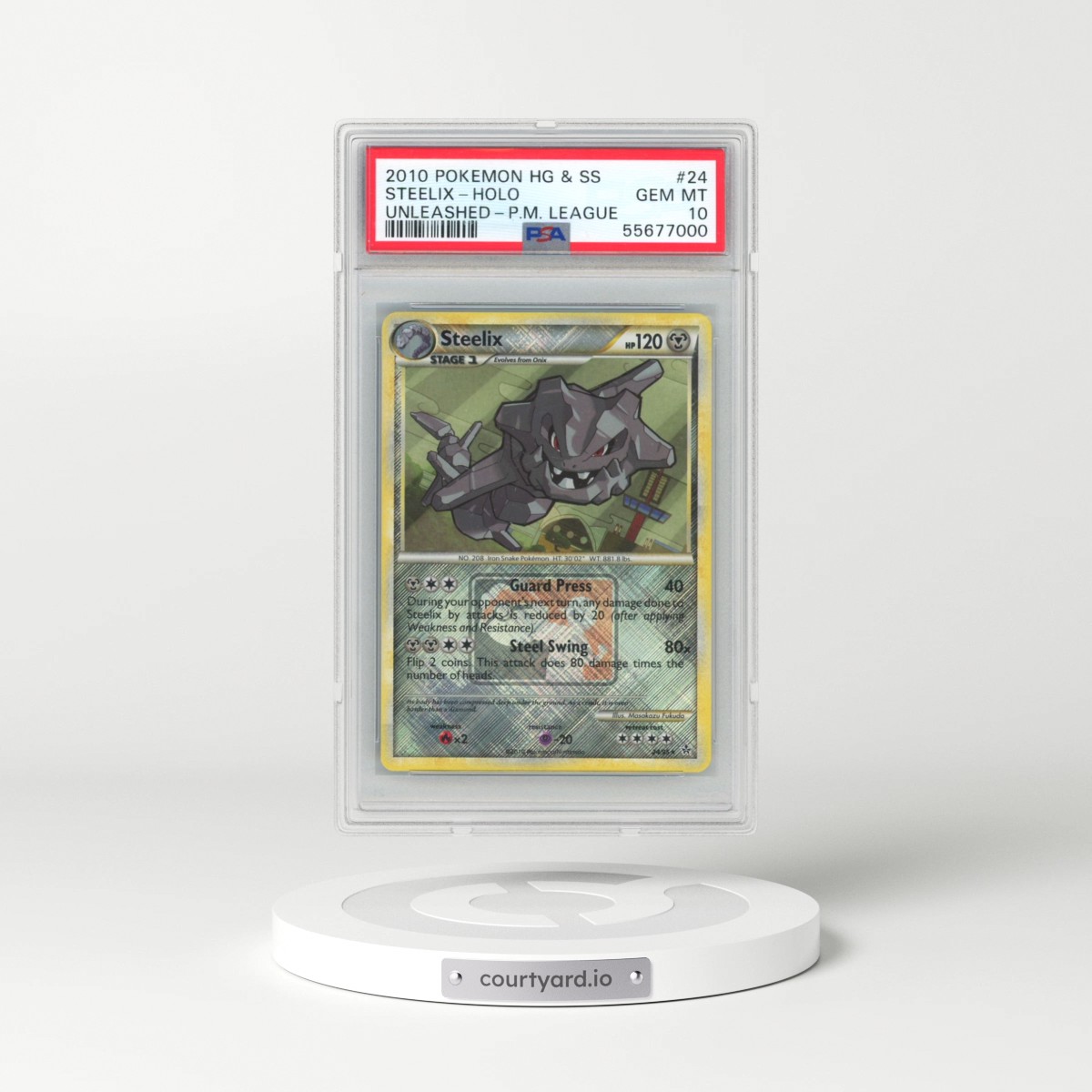 2010 Pokémon Heartgold & Soulsilver Unleashed #24 Steelix - Holo Crosshatch-2011 Pokemon League (PSA 10 GEM MINT)