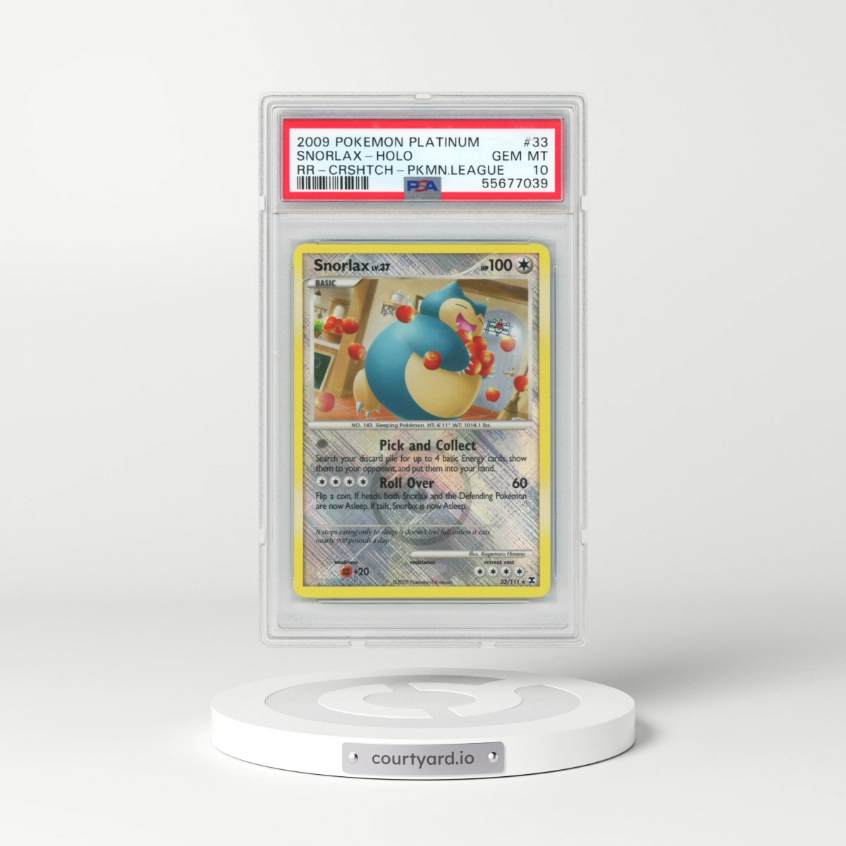 2009 Pokémon Platinum Rising Rivals #33 Snorlax - Holo Crosshatch-2009 Pokemon League (PSA 10 GEM MINT)