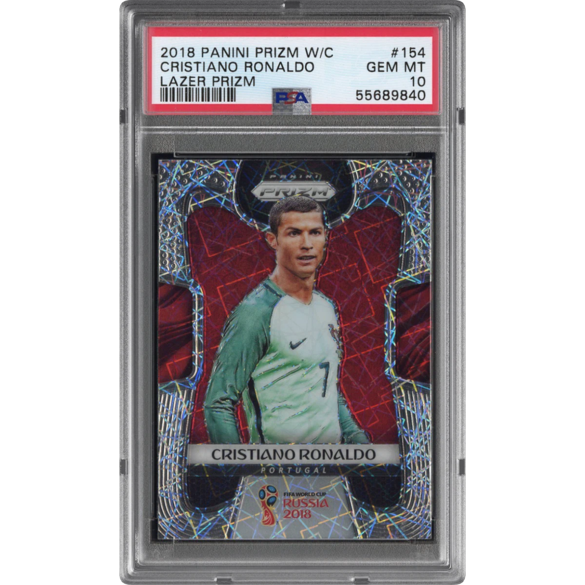 2018 Panini Prizm World Cup #154 Cristiano Ronaldo - Lazer Prizm (PSA 10 GEM MINT)
