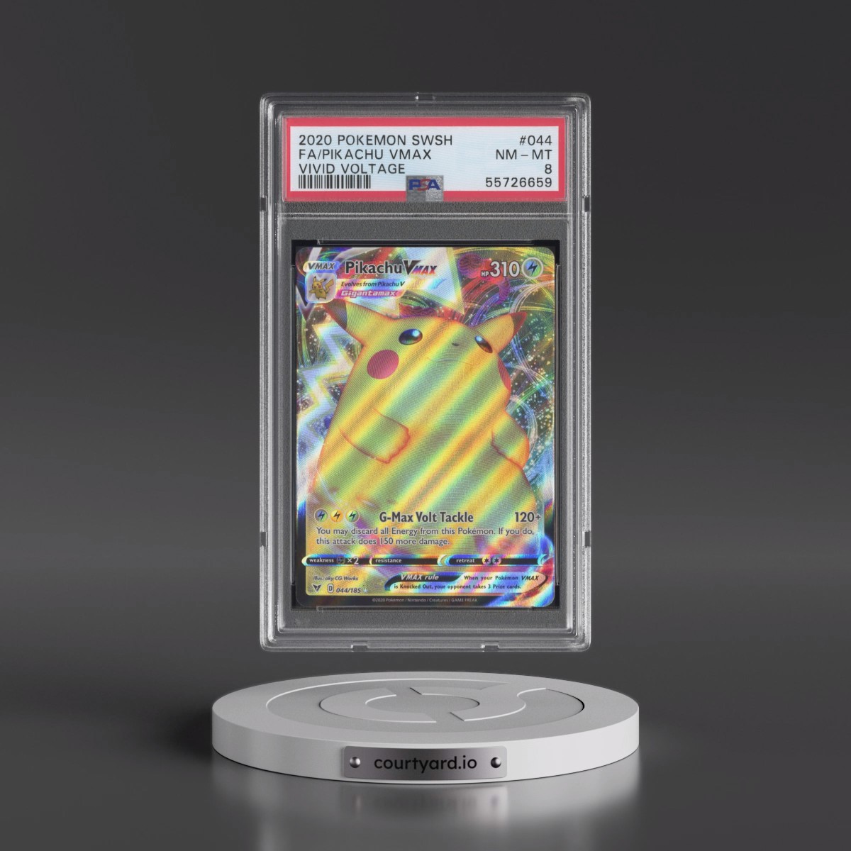 2020 Pokémon Sword & Shield Vivid Voltage #044 Pikachu Vmax - Full Art (PSA 8 NM-MT)