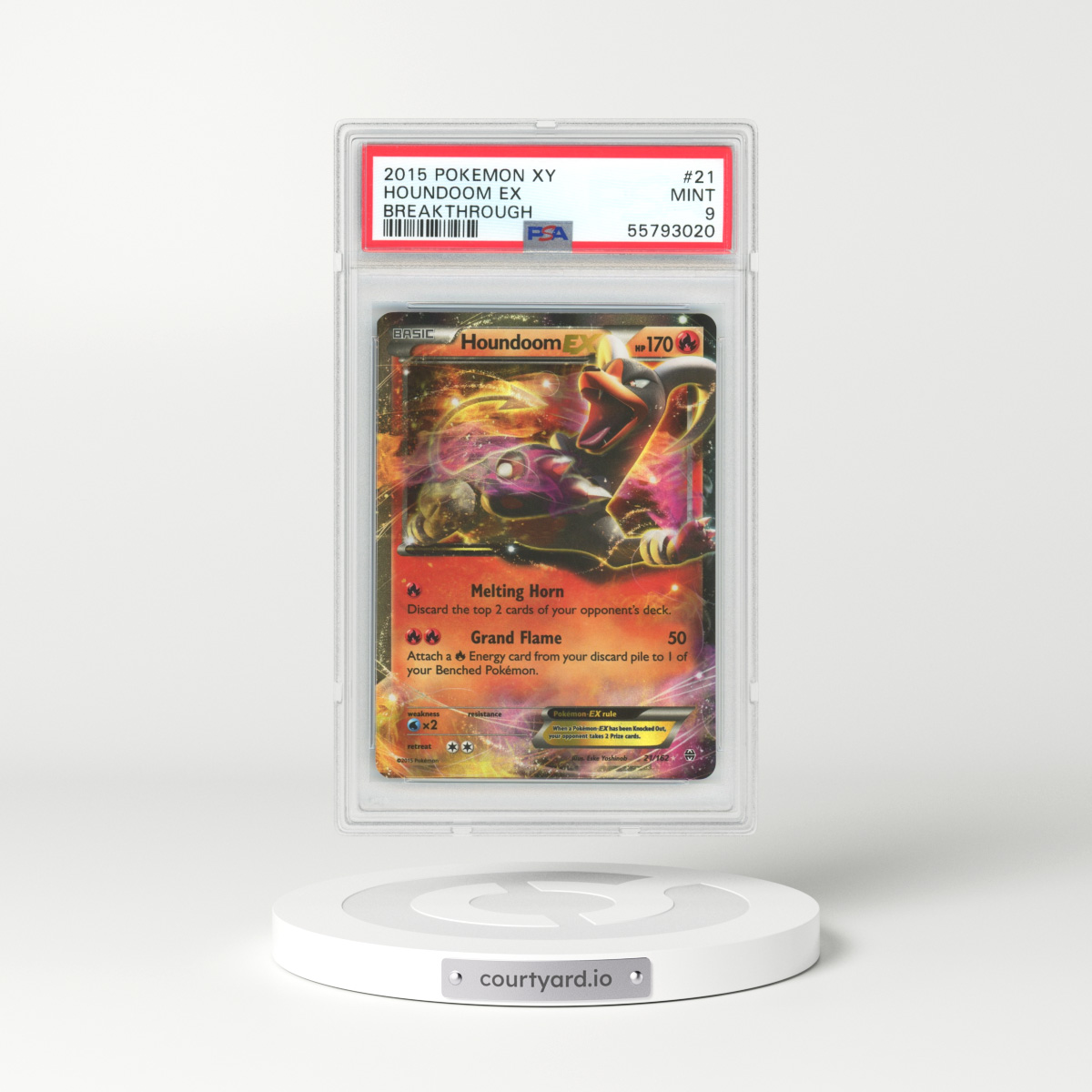2015 XY BREAKthrough #21 Houndoom EX - Holo (PSA 9 MINT)
