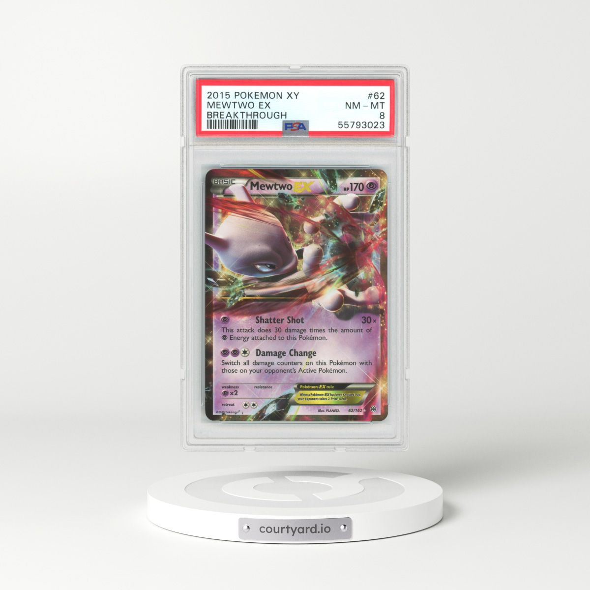 2015 XY BREAKthrough #62 Mewtwo EX - Full Art Holo (PSA 8 NM-MT)