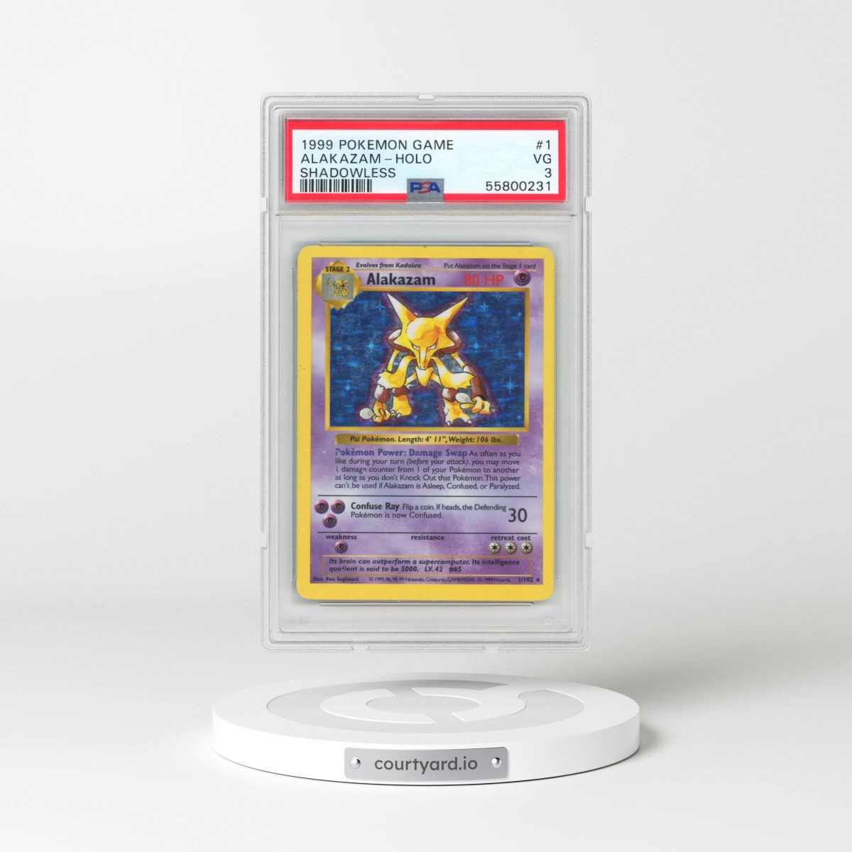 1999 Pokémon Game #1 Alakazam - Holo Shadowless (PSA 3 VG)