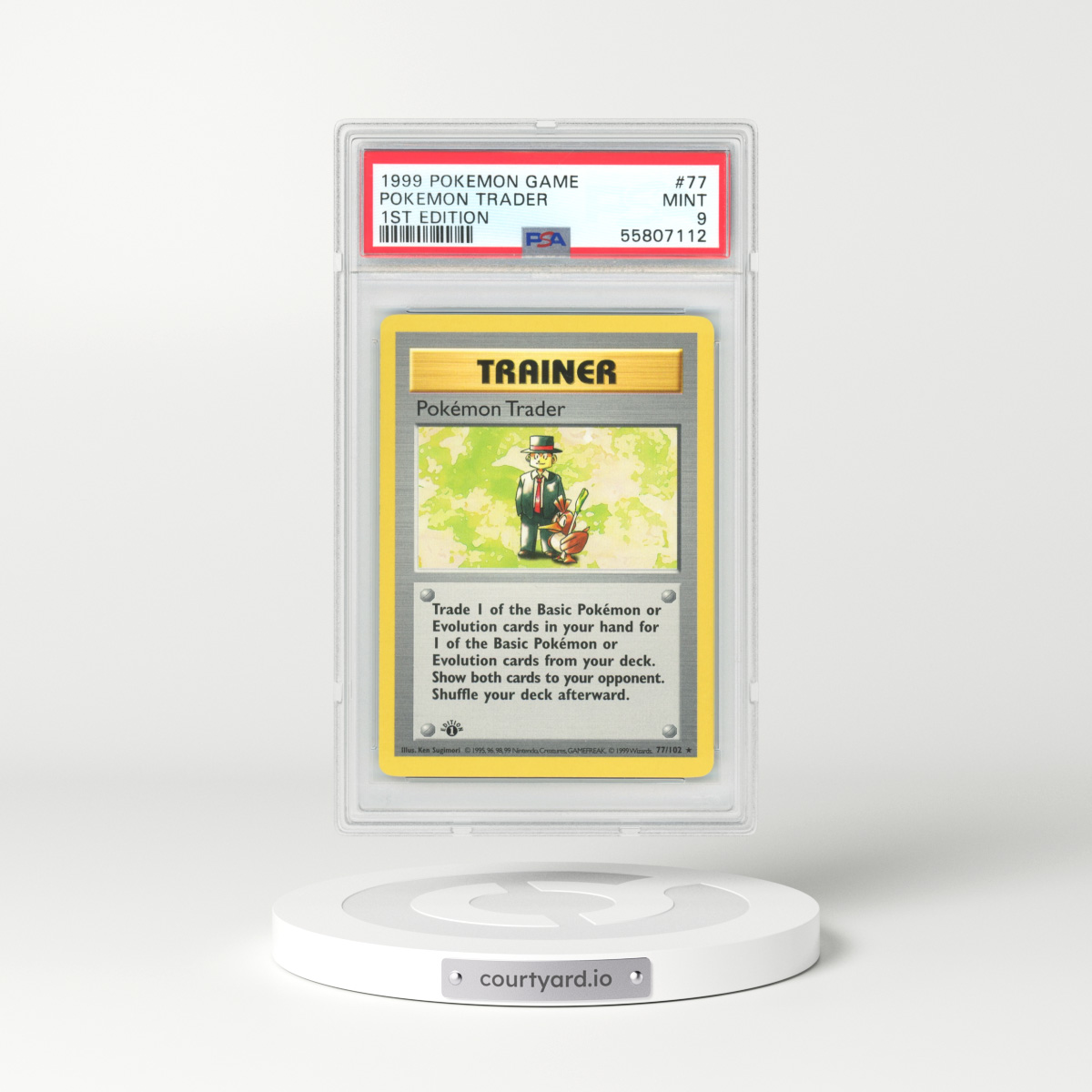 1999 Base Set #77 Pokemon Trader - 1st Edition (PSA 9 MINT)