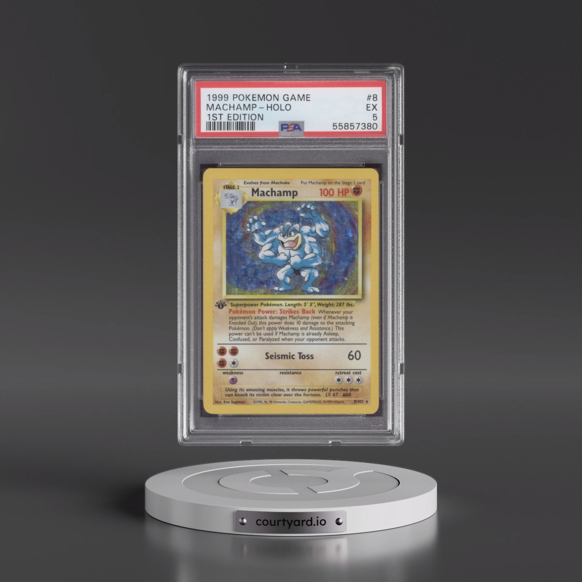 1999 Pokémon Game #8 Machamp - 1st Edition Holo (PSA 5 EX)