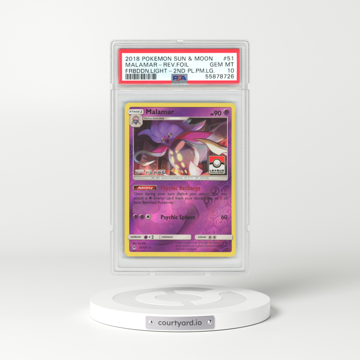 2018 Sun & Moon #51 Malamar - Holo (PSA 10 GEM MINT)