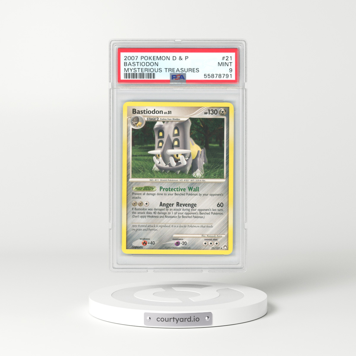 2007 Mysterious Treasures #21 Bastiodon (PSA 9 MINT)