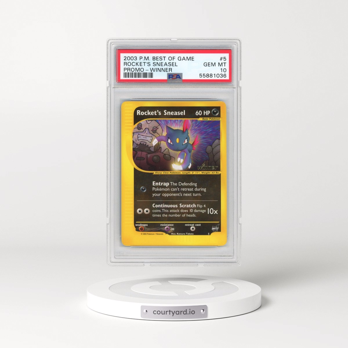 2003 Pokémon Best of Game Promo #5 Rocket's Sneasel - Winner (PSA 10 GEM MINT)