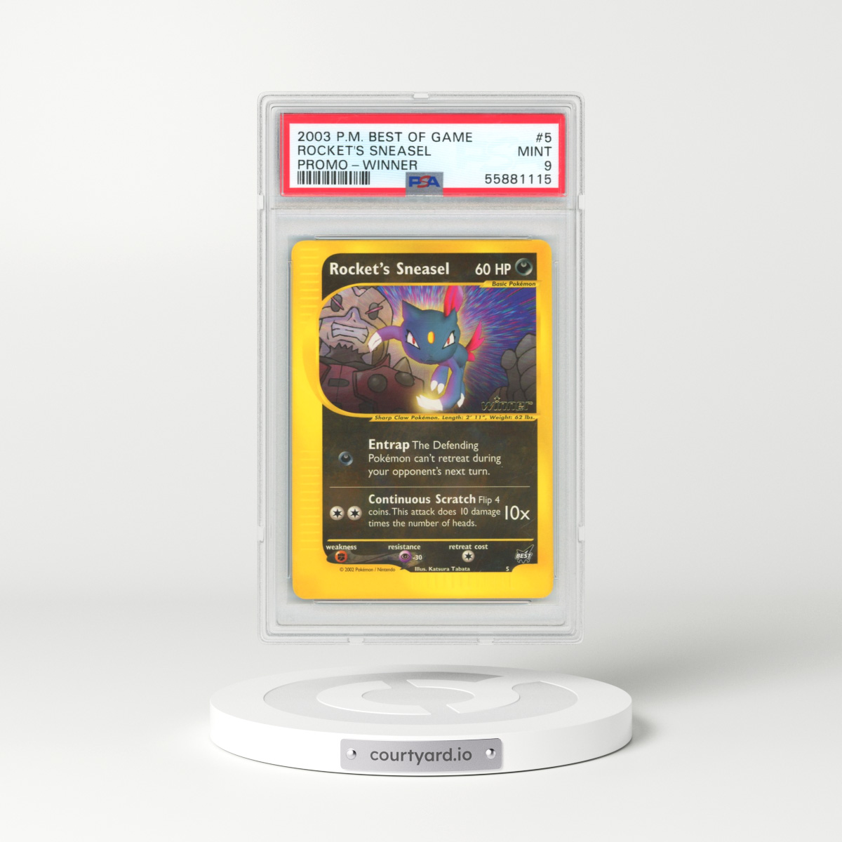 2003 Pokémon Best of Game Promo #5 Rocket's Sneasel - Winner (PSA 9 MINT)