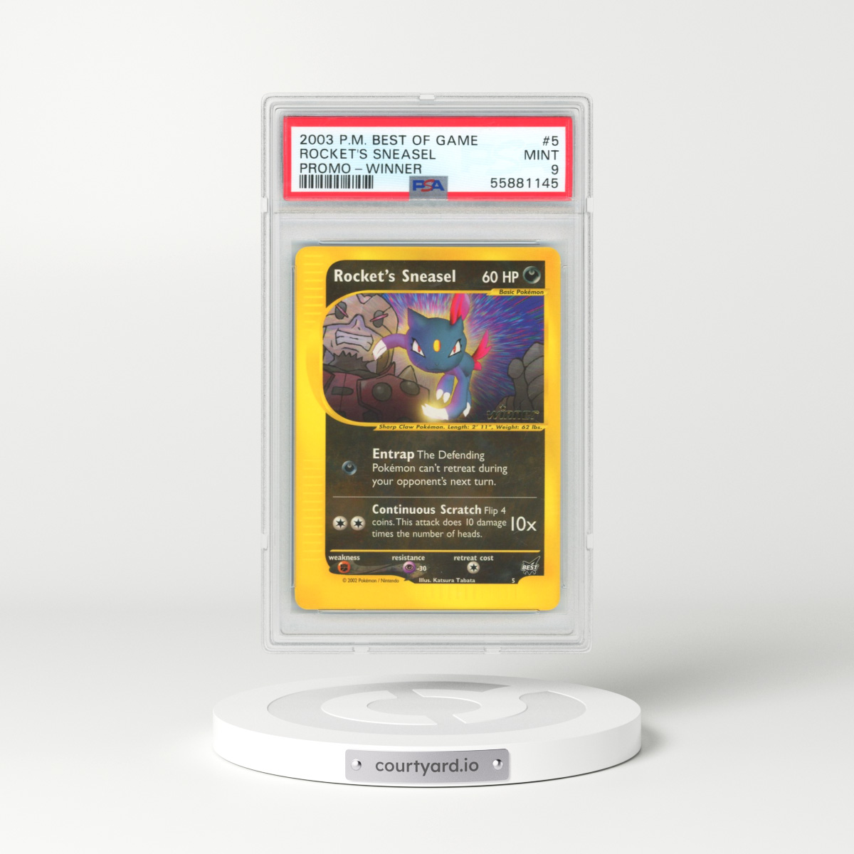 2003 Pokémon Best of Game Promo #5 Rocket's Sneasel - Winner (PSA 9 MINT)