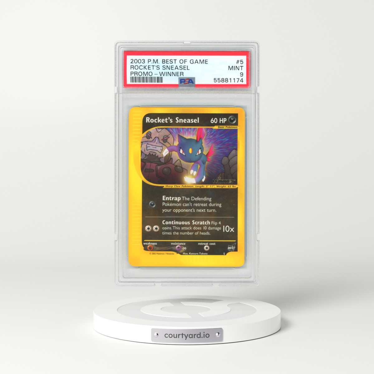 2003 Pokémon Best of Game Promo #5 Rocket's Sneasel - Winner (PSA 9 MINT)