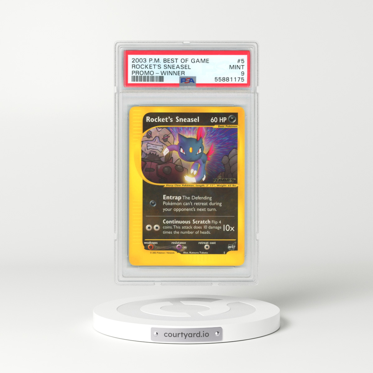 2003 Pokémon Best of Game Promo #5 Rocket's Sneasel - Winner (PSA 9 MINT)