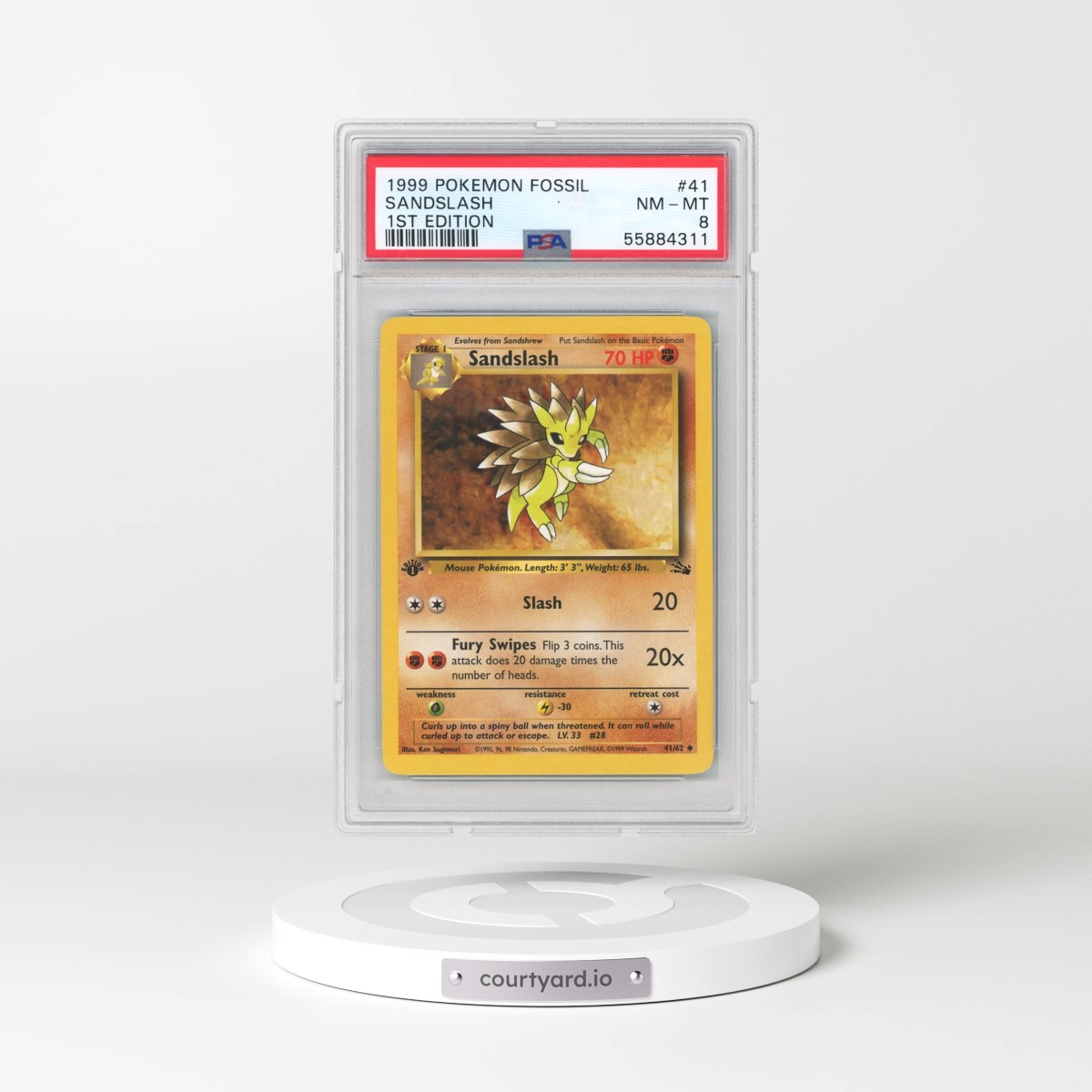 1999 Pokémon Fossil #41 Sandslash - 1st Edition (PSA 8 NM-MT)