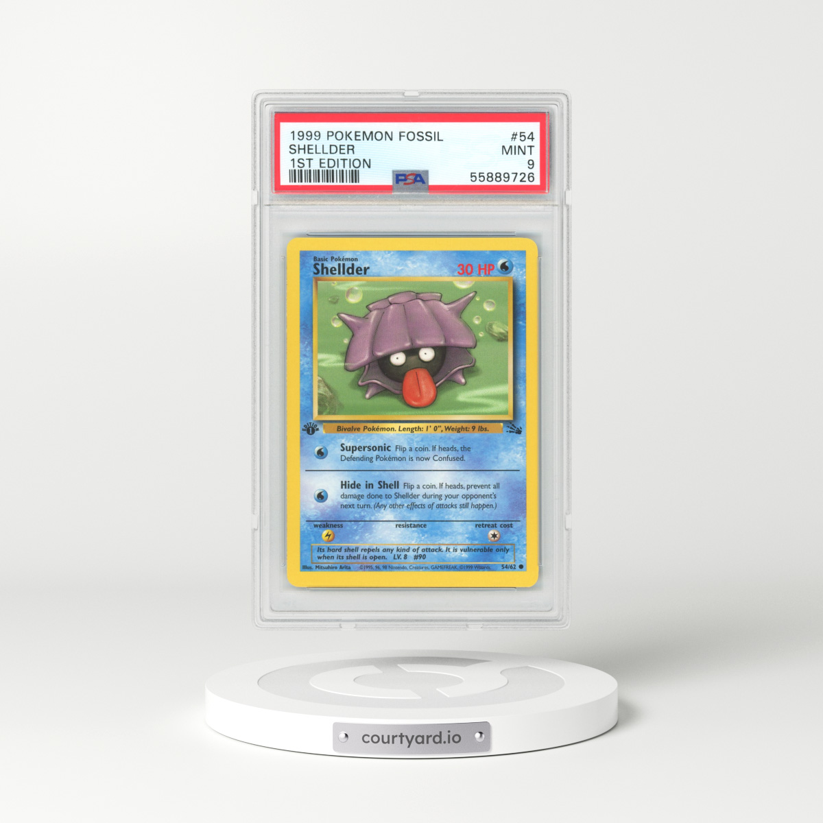 1999 Fossil #54 Shellder - 1st Edition (PSA 9 MINT)