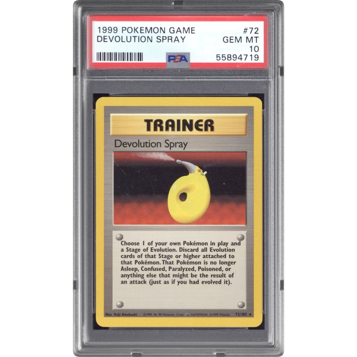 1999 Pokémon Game #72 Devolution Spray (PSA 10 GEM MINT)