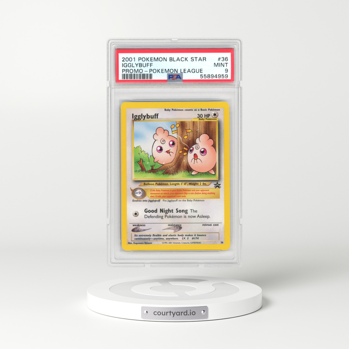 1999 Black Star Promos #36 Igglybuff - Pokémon League (PSA 9 MINT)