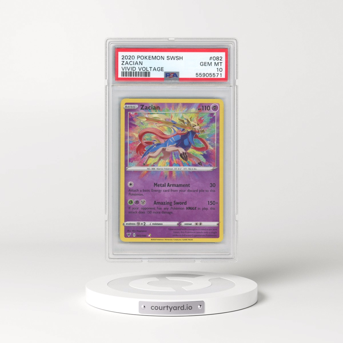 2020 Pokémon Sword & Shield Vivid Voltage #082 Zacian (PSA 10 GEM MINT)