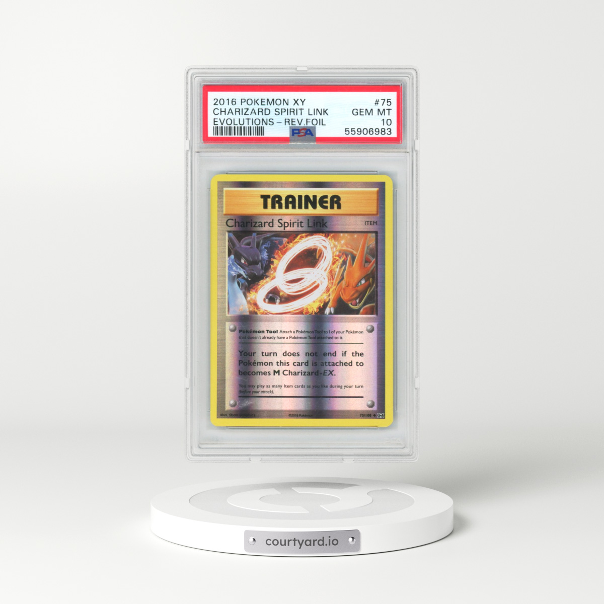 2016 Pokémon XY Evolutions #75 Charizard Spirit Link - Reverse Foil (PSA 10 GEM MINT)