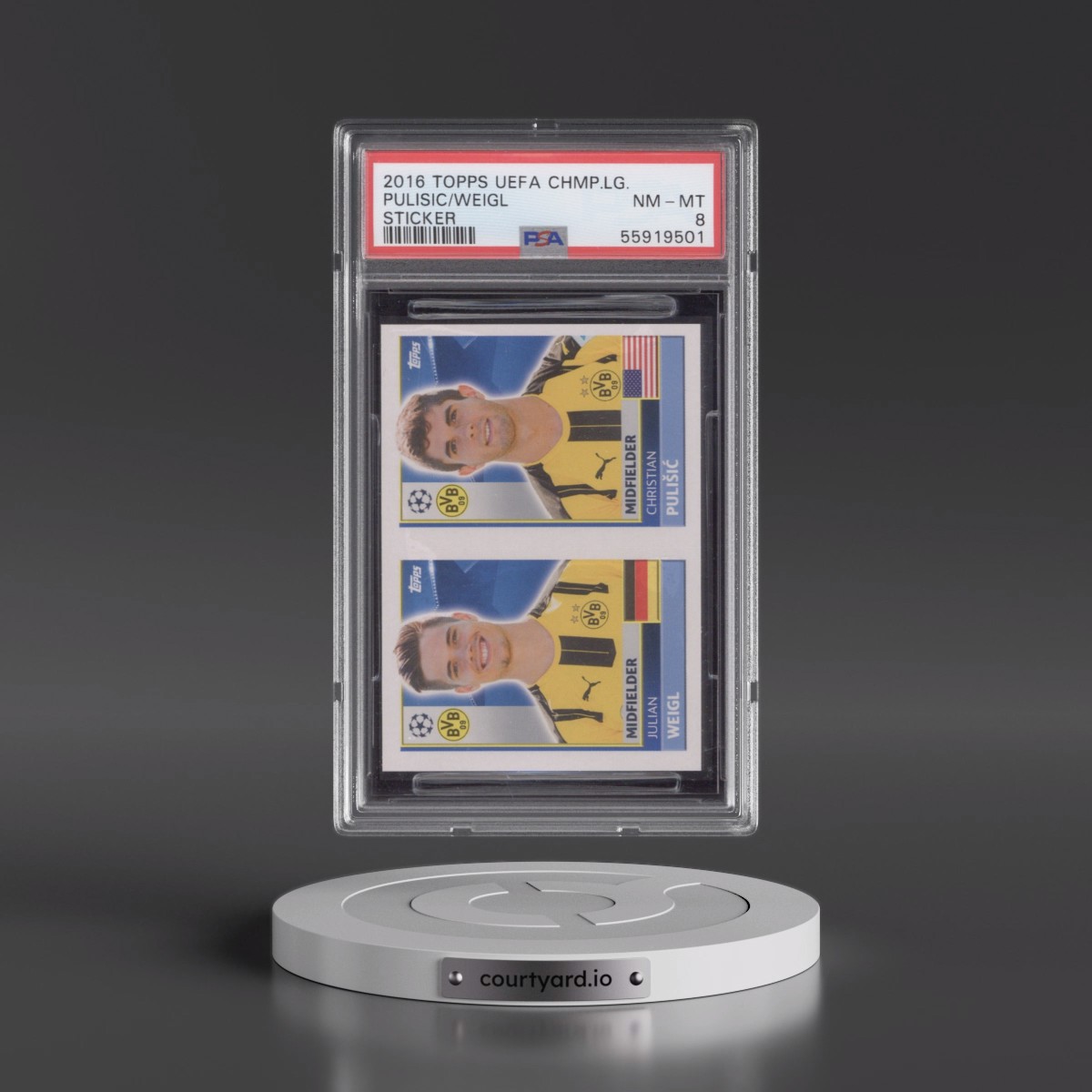 2016 Topps UEFA Champions League Sticker Christian Pulisic/Julian Weigl #DOR12 PSA 8