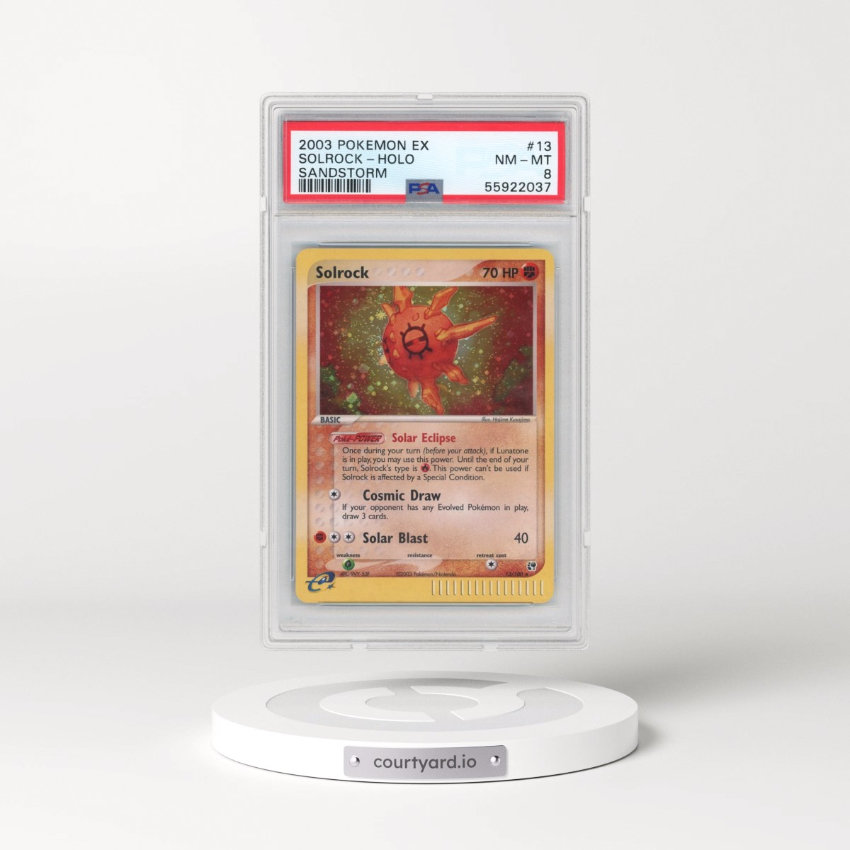 2003 Pokémon EX Sandstorm #13 Solrock - Holo (PSA 8 NM-MT)