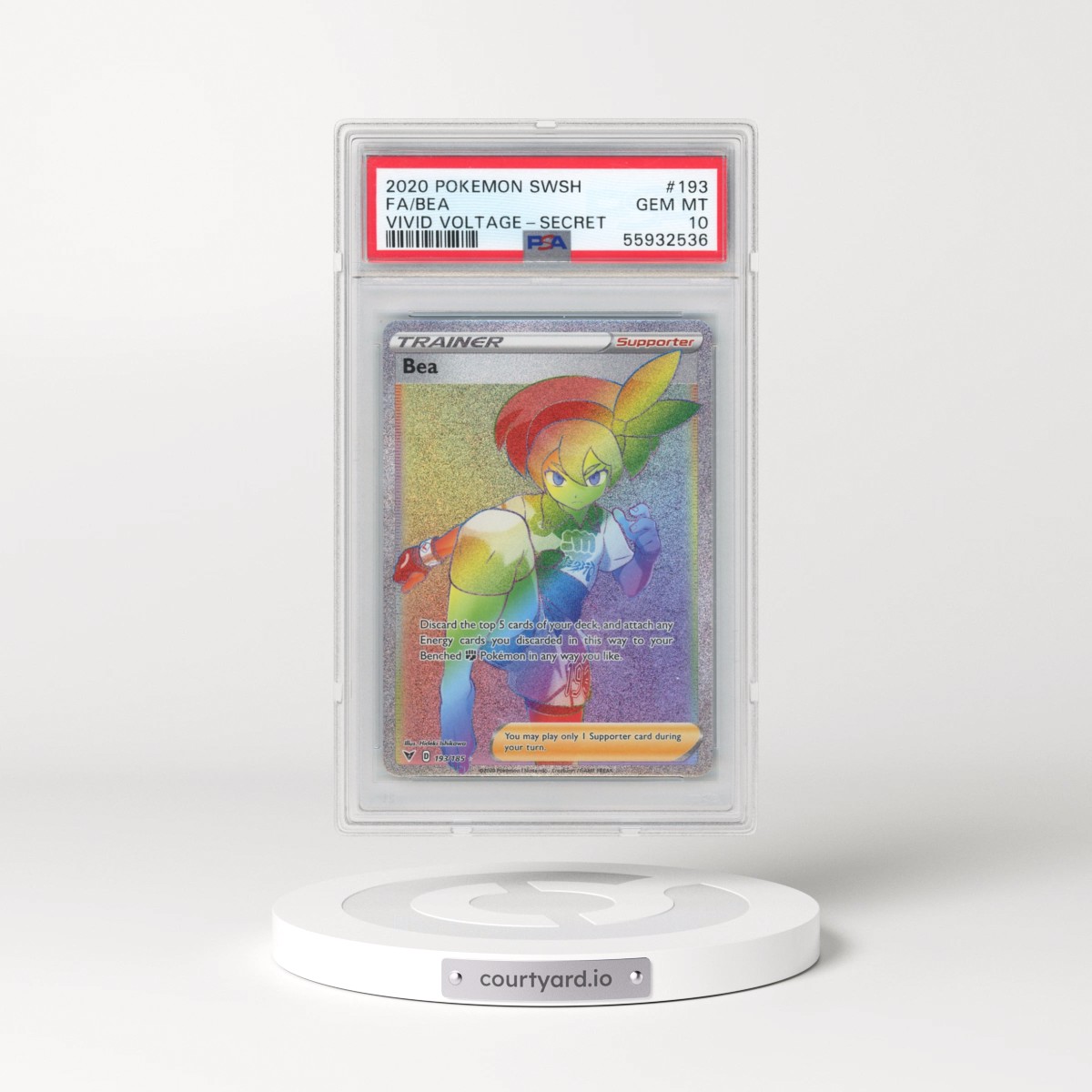 2020 Pokémon Sword & Shield Vivid Voltage #193 Bea - Full Art Secret (PSA 10 GEM MINT)