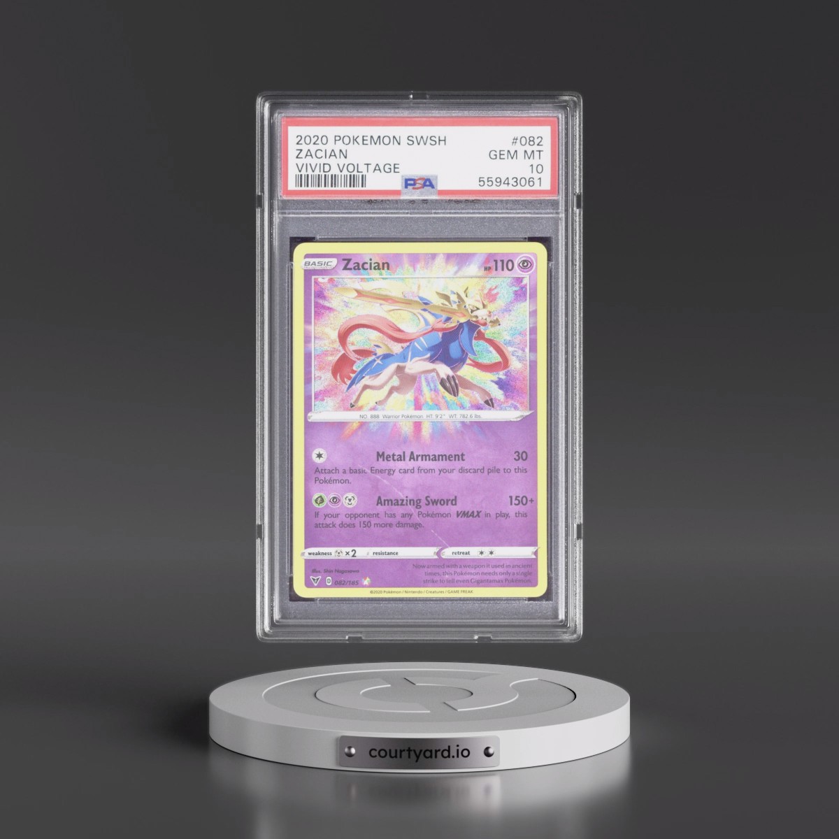 2020 Pokémon Sword & Shield Vivid Voltage #082 Zacian (PSA 10 GEM MINT)