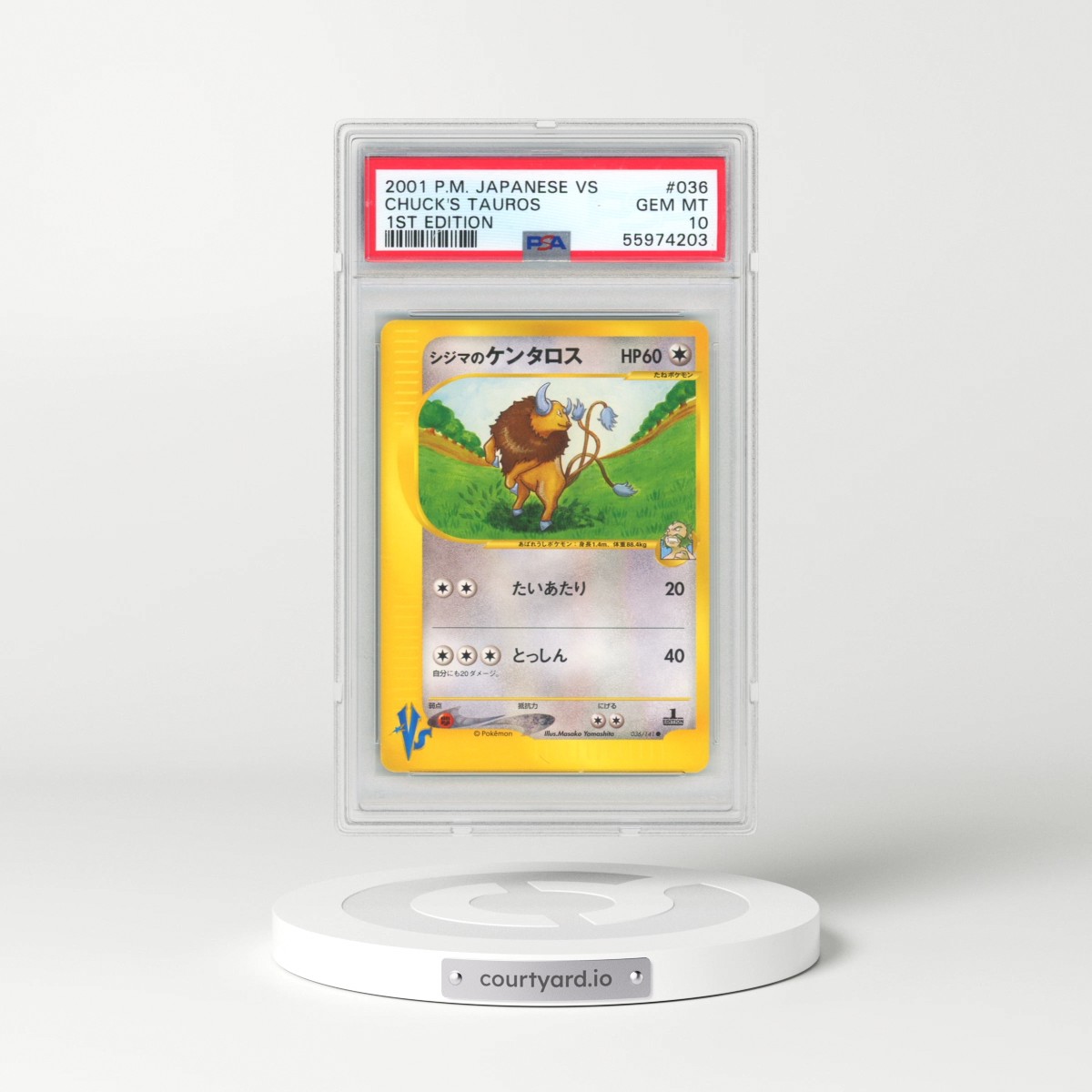2001 Pokémon VS #036 Chuck's Tauros - 1st Edition (PSA 10 GEM MINT)