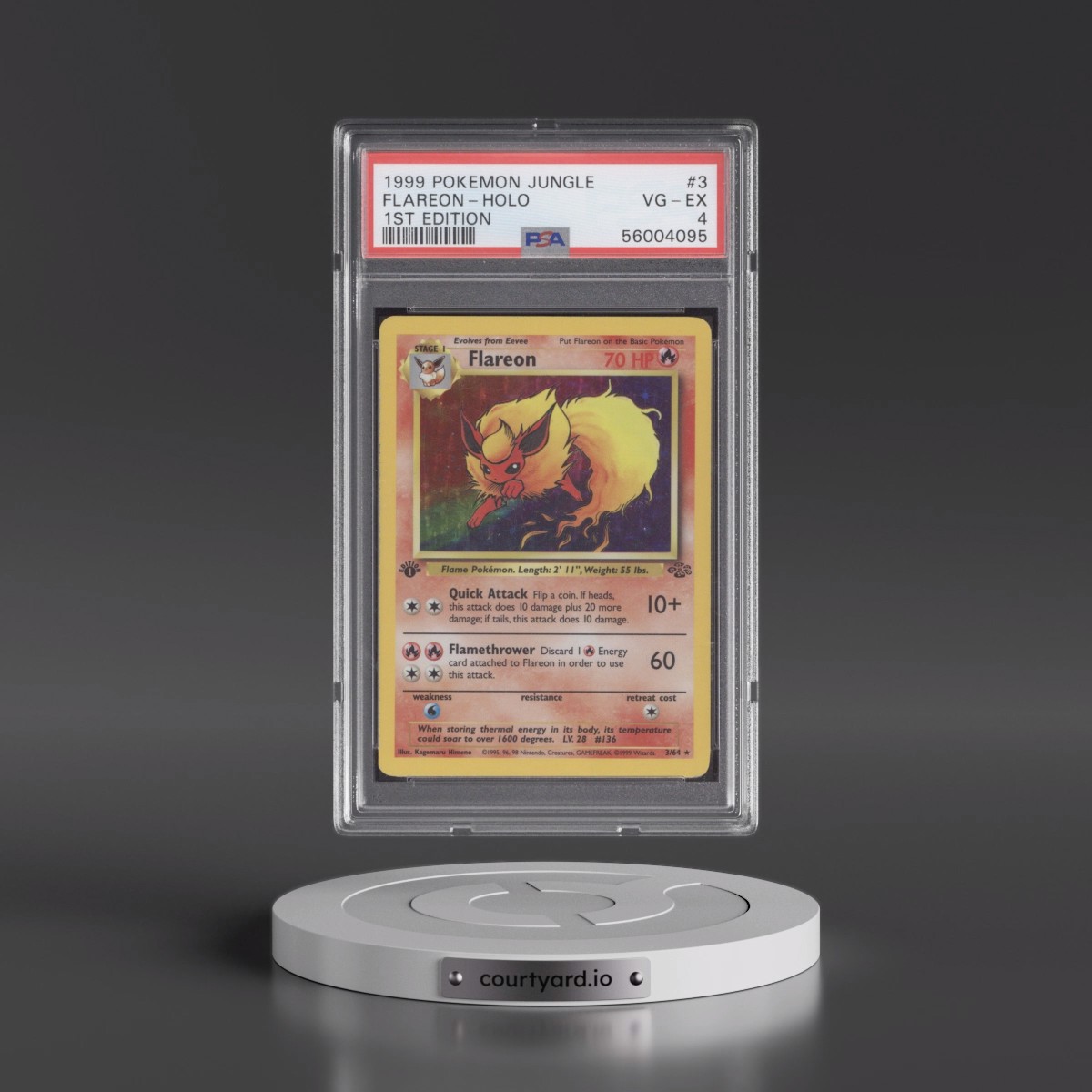 1999 Pokémon Jungle #3 Flareon - 1st Edition Holo (PSA 4 VG-EX)