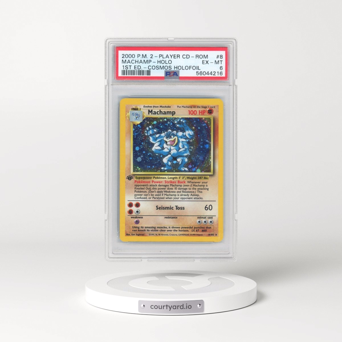 2000 Pokémon 2-Player CD-Rom Starter Set #8 Machamp - 1st Edition Cosmos Holofoil (PSA 6 EX-MT)