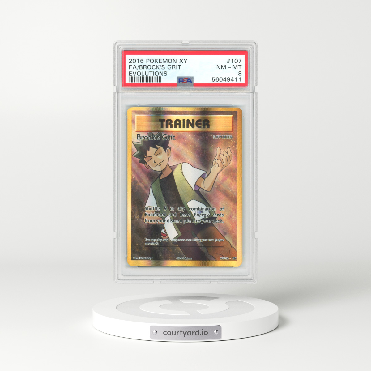 2016 Evolutions #107 Brock's Grit - Full Art Holo (PSA 8 NM-MT)