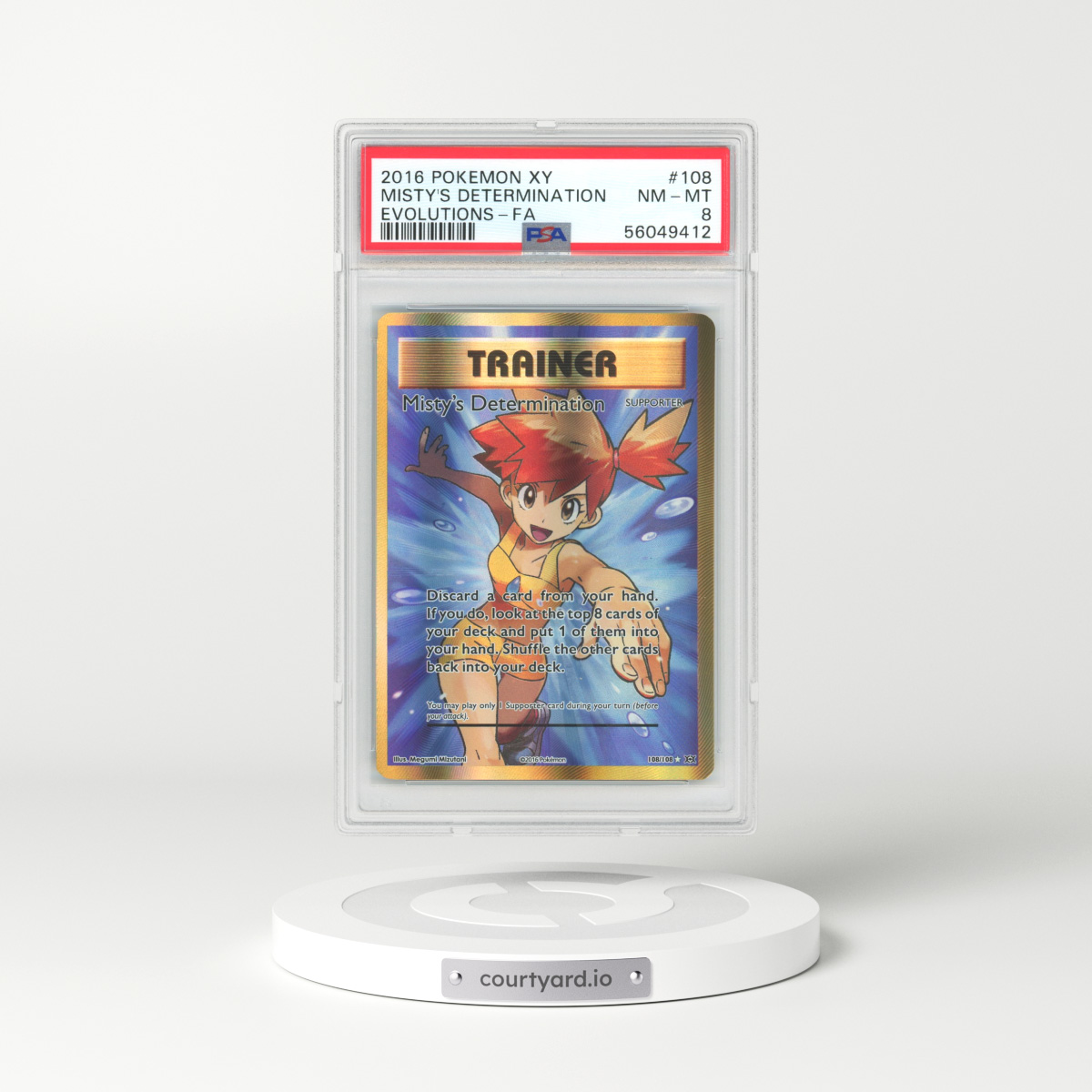 2016 Evolutions #108 Misty's Determination - Full Art Holo (PSA 8 NM-MT)