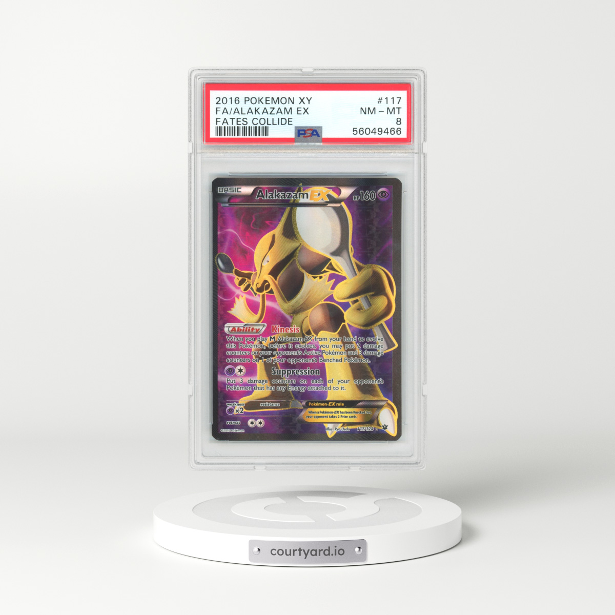 2016 Fates Collide #117 Alakazam EX - Full Art Holo (PSA 8 NM-MT)