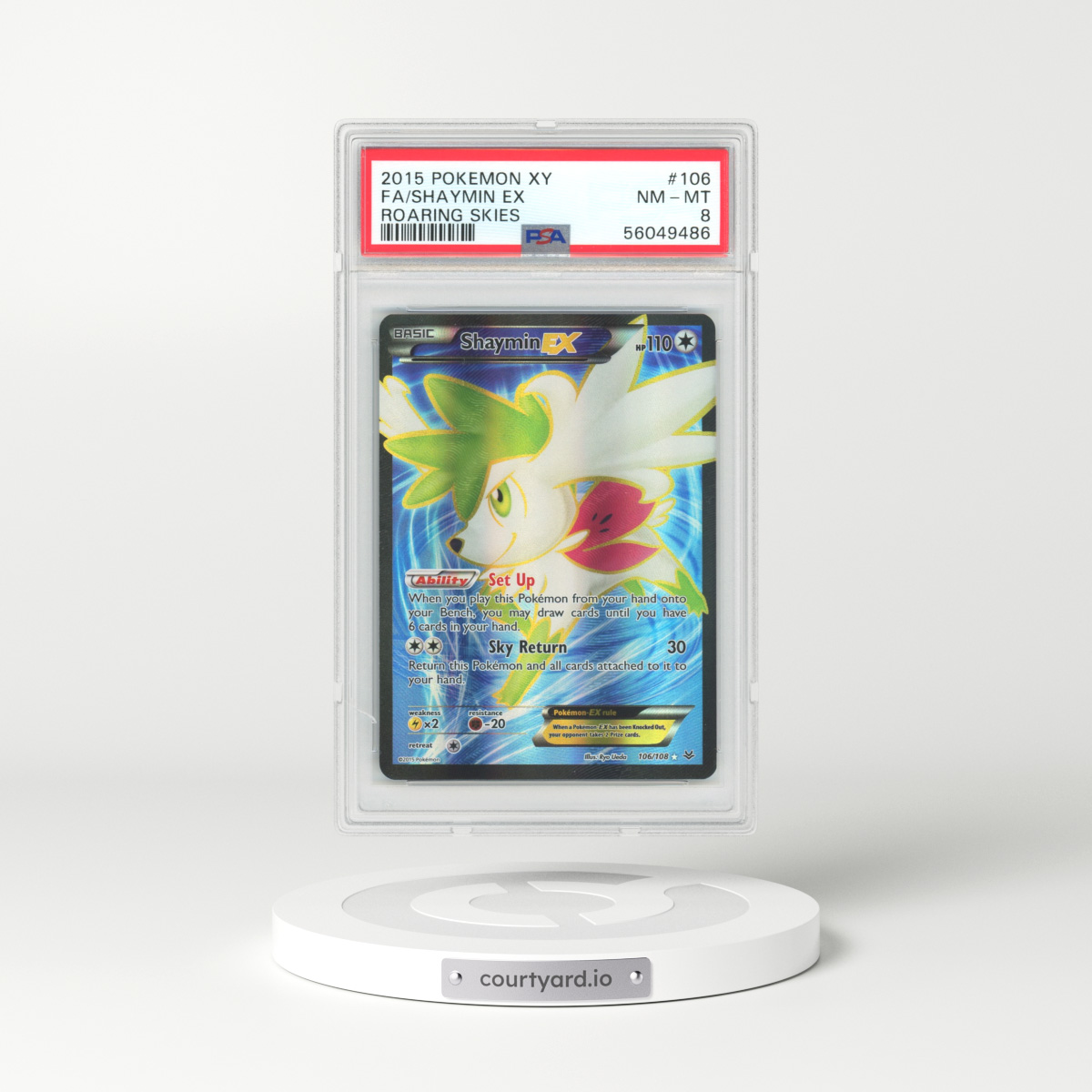 2015 Roaring Skies #106 Shaymin EX - Full Art Holo (PSA 8 NM-MT)
