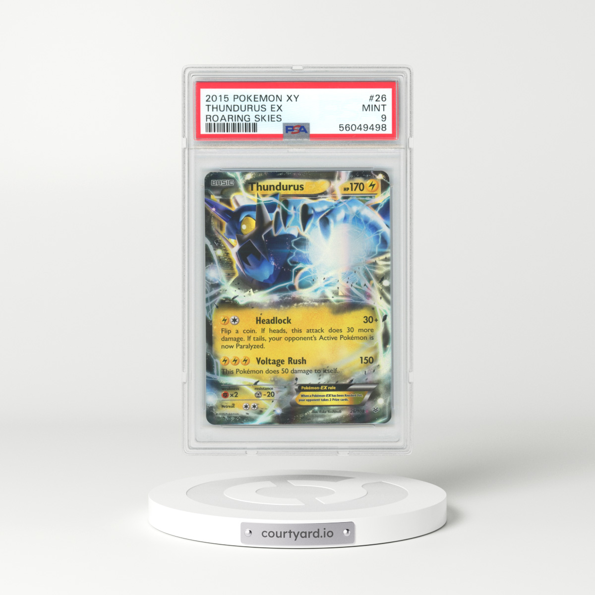 2015 Roaring Skies #26 Thundurus EX - Full Art Holo (PSA 9 MINT)