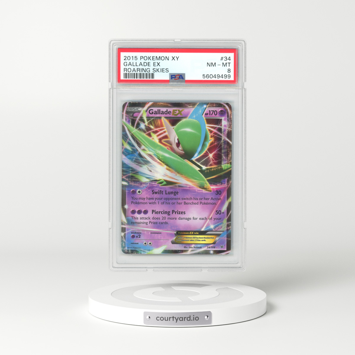 2015 Roaring Skies #34 Gallade EX - Full Art Holo (PSA 8 NM-MT)