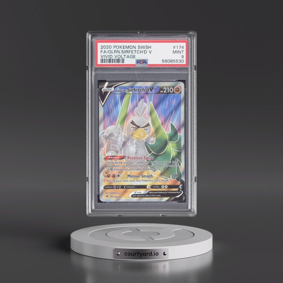 2020 Pokémon Sword & Shield Vivid Voltage #174 Galarian Sirfetch'd V - Holo Full Art (PSA 9 MINT)